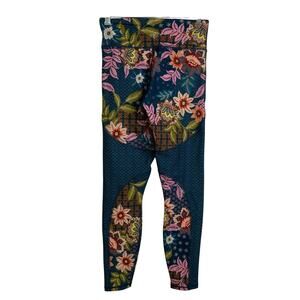 Johnny Was Bee Active Leggings Small Multi Floral Pull On Boho Gym Workout Color